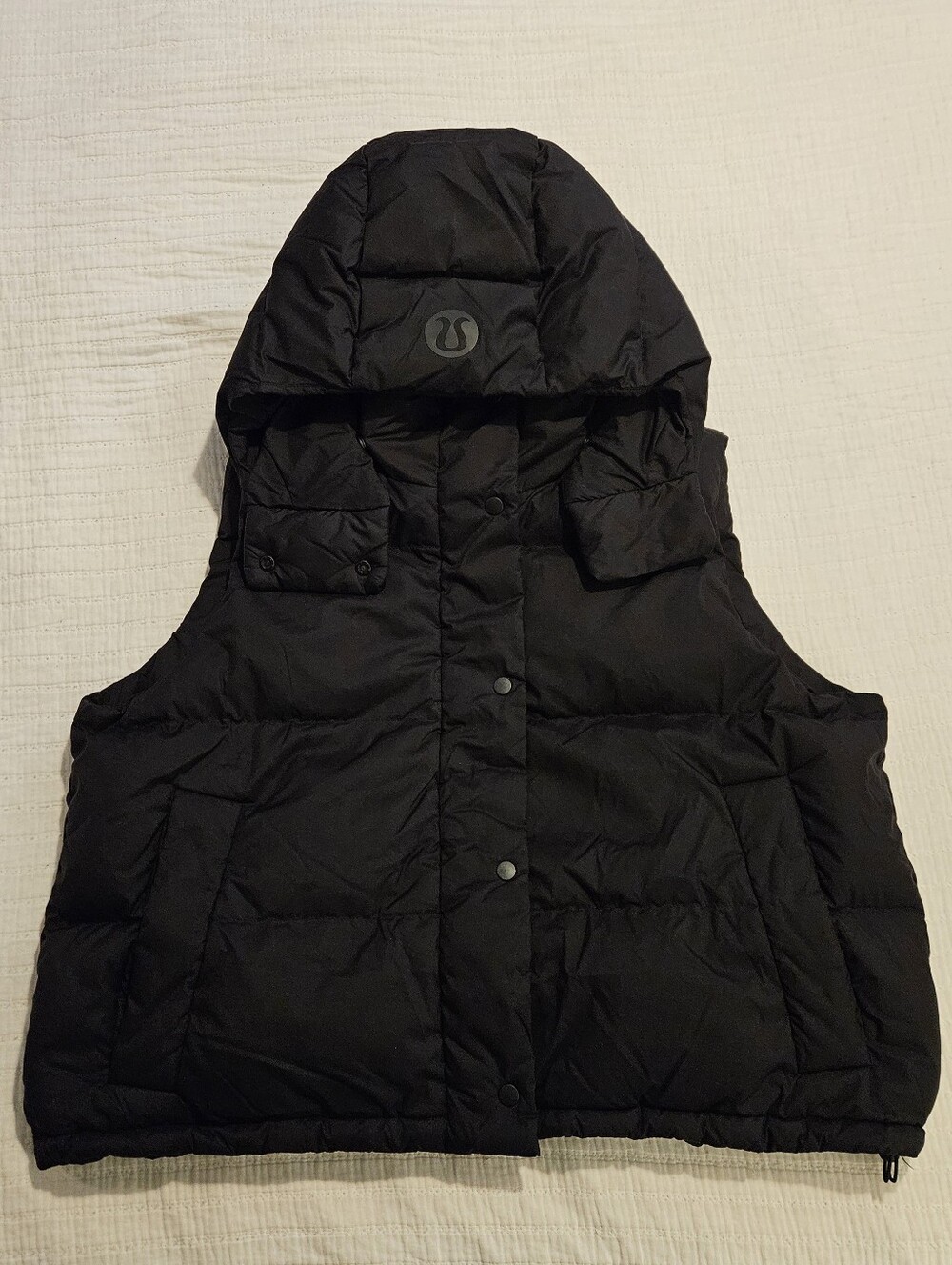 Lululemon Wunder Puff 600-Down-Fill Cropped Vest Black sz 12 (Oversized fit) EUC